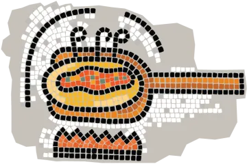 Comida humeante, mosaico.
