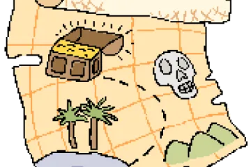 Mapa del tesoro, dibujo.