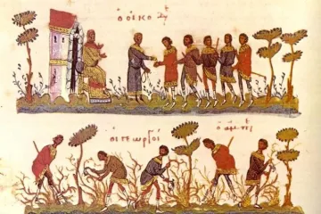 una ilustración de la agricultura bizantina.