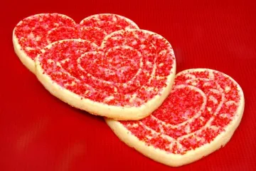 Galletas de azúcar decoradas para San Valentín.