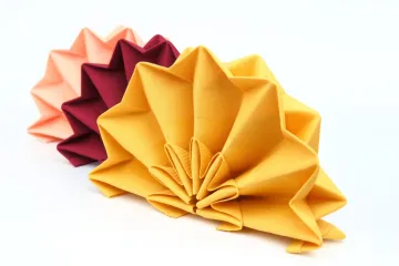 Servilletas dobladas en forma de abanico.