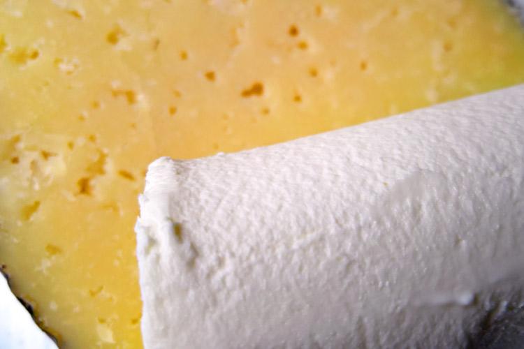 Queso de cabra de Santa Gadea y queso manchego de oveja.