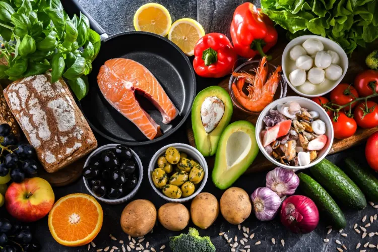 Alimentos que se incluyen en la dieta mediterránea.