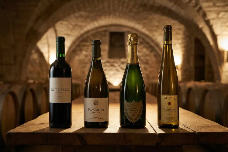 Botellas de vino con las cuatro formas más comunes.