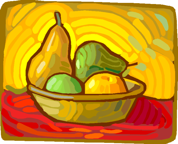 Frutas en frutero, Van Gogh.