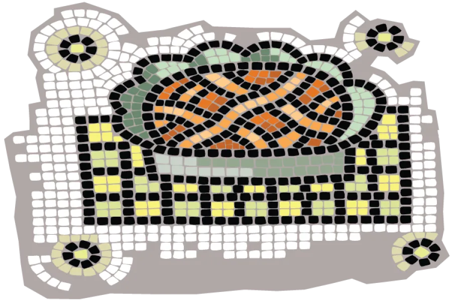 Pan decorado con trenzas, mosaico.