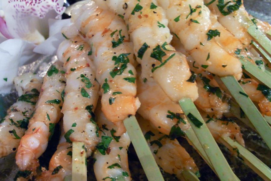 Pinchos de gambas.