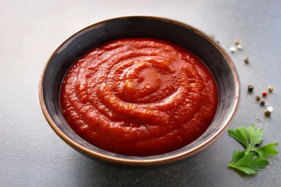 Un cuenco con salsa de tomate clásica.
