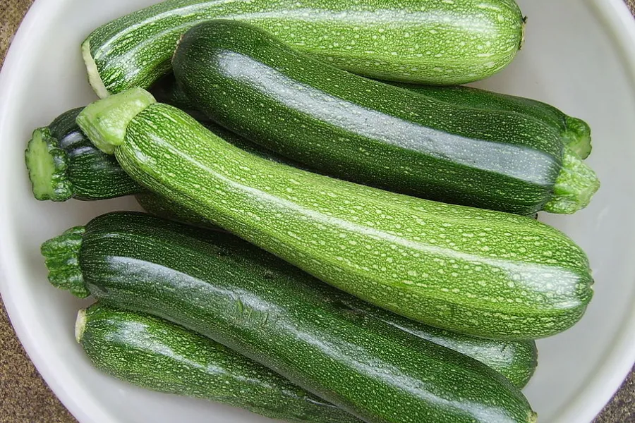 Calabacines lavados.
