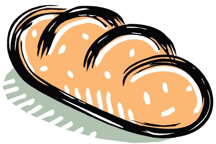 Barra de pan francés, dibujo.